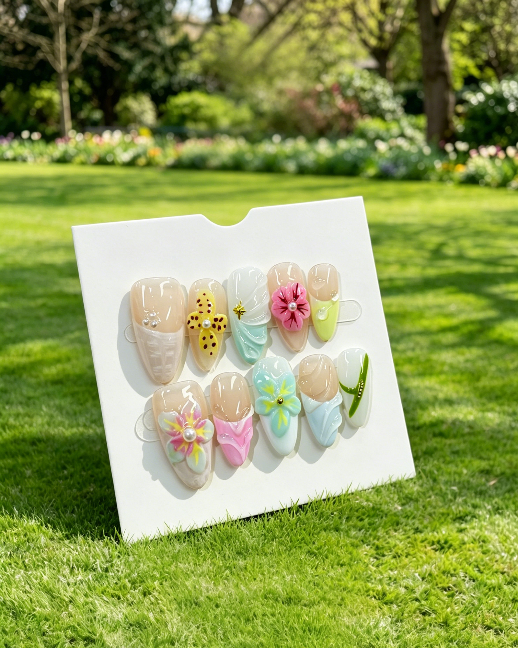 3D Floral Handmade Press On Nails